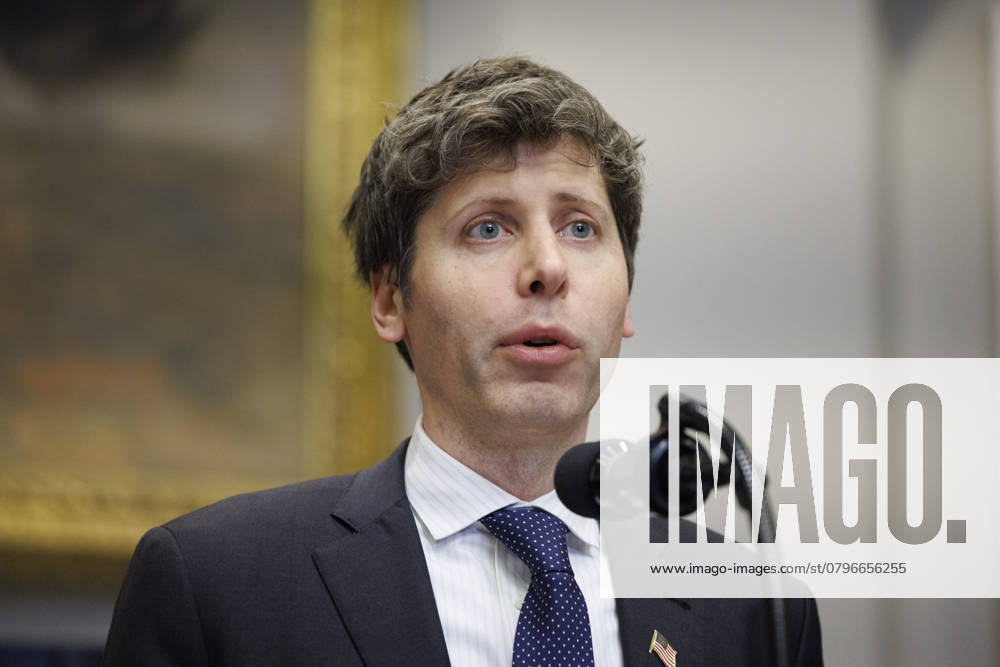 Open AI CEO Sam Altman gives remarks in the Roosevelt Room of the White House in Washington DC, on Tuesday, January 21, 2025. President Trump was joined by the leaders of OpenAI, Softbank and Oracle where he announced a new AI initiative and faced questions regarding his January 6th pardons.