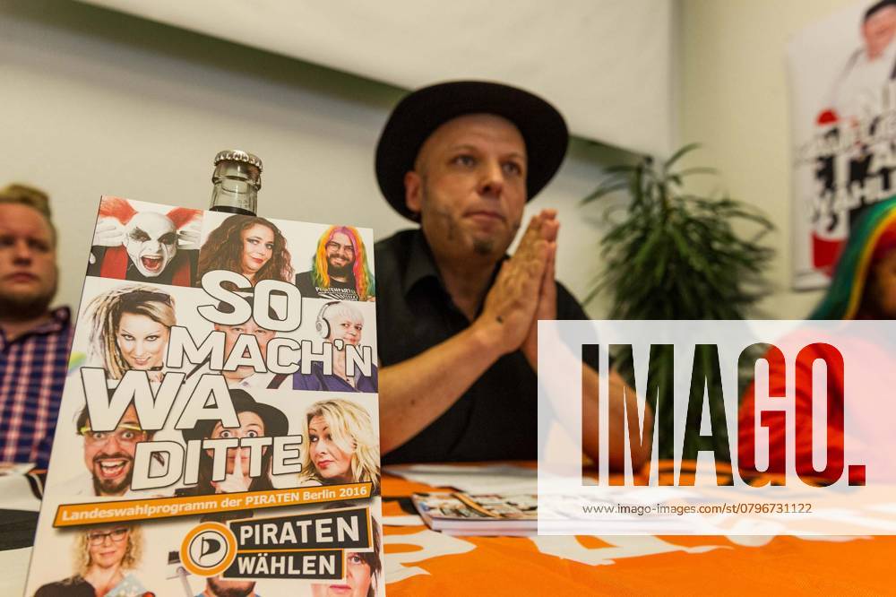 The Top candidate the Pirates Bruno Kramm speaks during the presentation of Election program on 30 06 2016 in Berlin, Germany the Pirate Party provides at the Press conference their Election program and the Election posters before Berlin Germany, Germany
