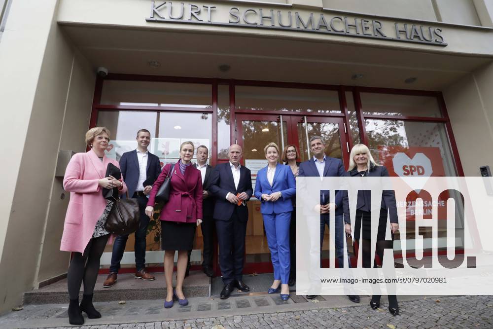 1 Exploratory talks between Berlin SPD and CDU to Education a New state government, Senate, at Kurt Schumacher House the SPD in Berlin, with V l Cornelia Seibeld, Stefan Evers, Manja Carpenter, Frank Balzer, Kai Wegner, CDU National Chairman, Franziska Giffey, Raed Saleh, SPD Co National Chairman, Ina Czyborra, Iris Spranger, Berlin Germany, Germany