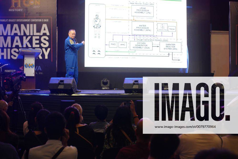 Philippines: HistoryCon 2017 Capt. Barry E. Wilmore sharing his experience as an Astronaut and the coffee today is tomorrows coffee using the recycle process chart behind him. GeorgexBuid