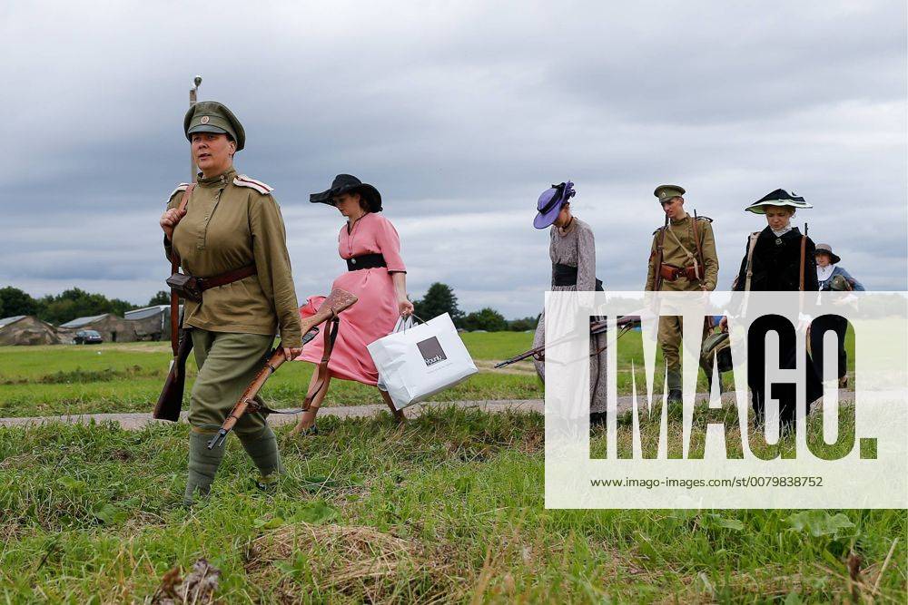 Participants in a historical reenactment of the 1914 Battle of Gumbinnen between the Russian and the German Armies on the Eastern Front of World War I. The battle reenactment is performed as part of the Battle of Gumbinnen military and historical festival near the village of Lermontovo. Vitaly Nevar TASS TS05BFEB