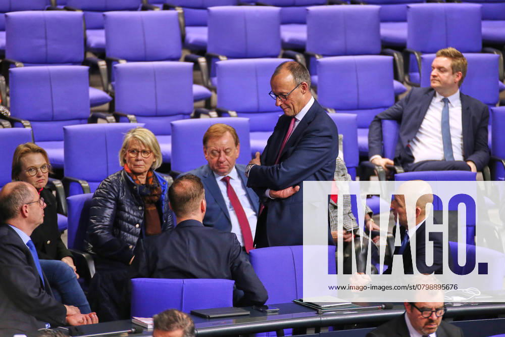 German Bundestag 211 Bundestag session CDU leader Friedrich Merz is waiting in the CDU CSU parliamentary group for the result of the roll-call vote on the so-called influx limitation law