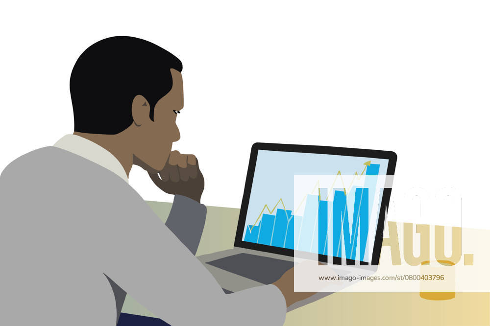 PR_ID26444_10534_BusinessIi.jpg A focused individual examines upward trending financial graphs on a laptop in a neat, modern workspace, emphasizing analytical skills and business insights., Property released Model Released AdalbertoRodriguez_ID26444_763067_007