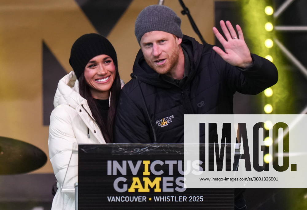 Prince Harry and his wife Meghan, the Duke and Duchess of Sussex, attend a welcome celebration during the 2025 Invictus Games, in Whistler, B.C., Monday, Feb. 10, 2025. Whistler CANADA - ZUMAc35_ 20250210_zaf_c35_154