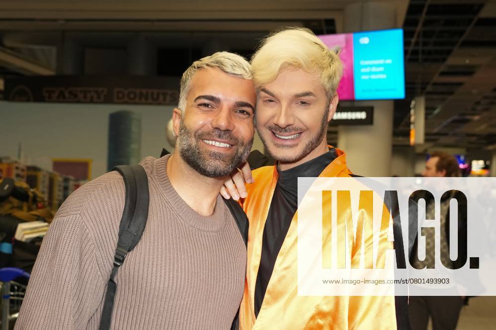 RTL Dschungelcamp Frankfurt 2025 Sam Dylan, Rafi Rachek at the return of the jungle camp candidates of the RTL reality TV show Ich bin ein Star holt mich hier raus aus Australien at Frankfurt Airport Frankfurt am Main Frankfurt Airport Hessen