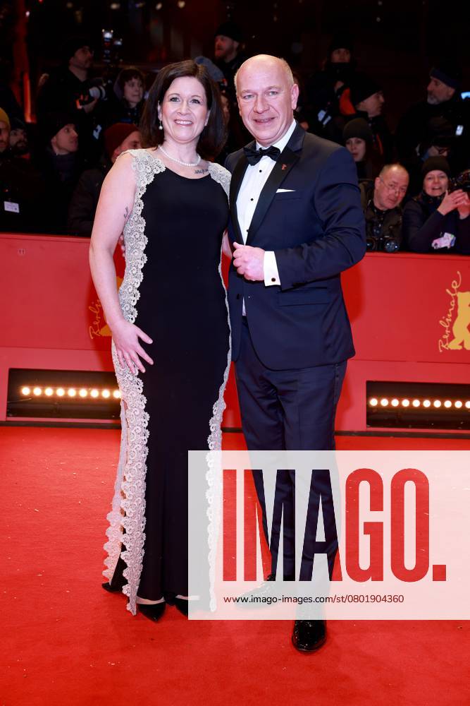Katharina Guenther Wuensch, Kai Wegner, Governing Mayor, at the opening of the 75th Berlinale, Berlin International Film Festival, Red Carpet, Berlin Germany, Germany