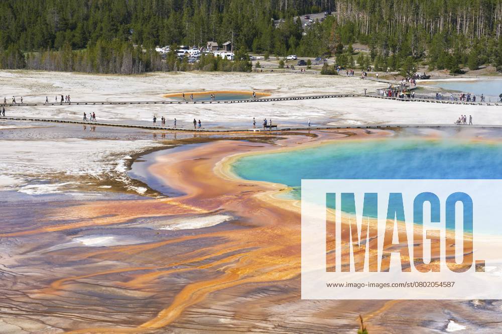 Grand Prismatic Spring Pool im Yellowstone Nationalpark, Wyoming, USA, USA, Nordamerika Grand Prismatic Spring Pool In Yellowstone National Park, Wyoming, USA, USA, North America