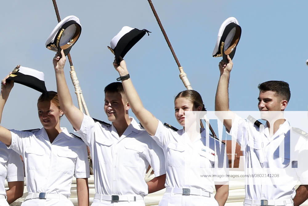 Crown Princess Leonor arrives on board of Juan Sebastian de Elcano at Salvador de Bahia in Salvador de Bahia, Brazil. Â