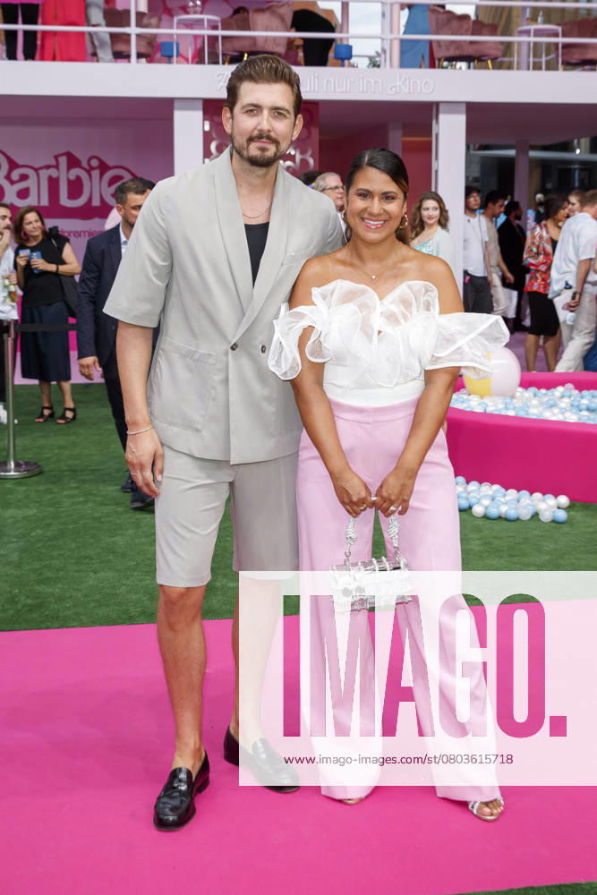 Christian Wackert with Wife Steffi Brungs to Guest at the Pink Carpet at the German premiere of Cinema Films Barbie at Berlinale Palace on Saturday 15 07 2023 in Berlin Premiere without the US leading actor because of of Strike in Hollywood Berlin Germany