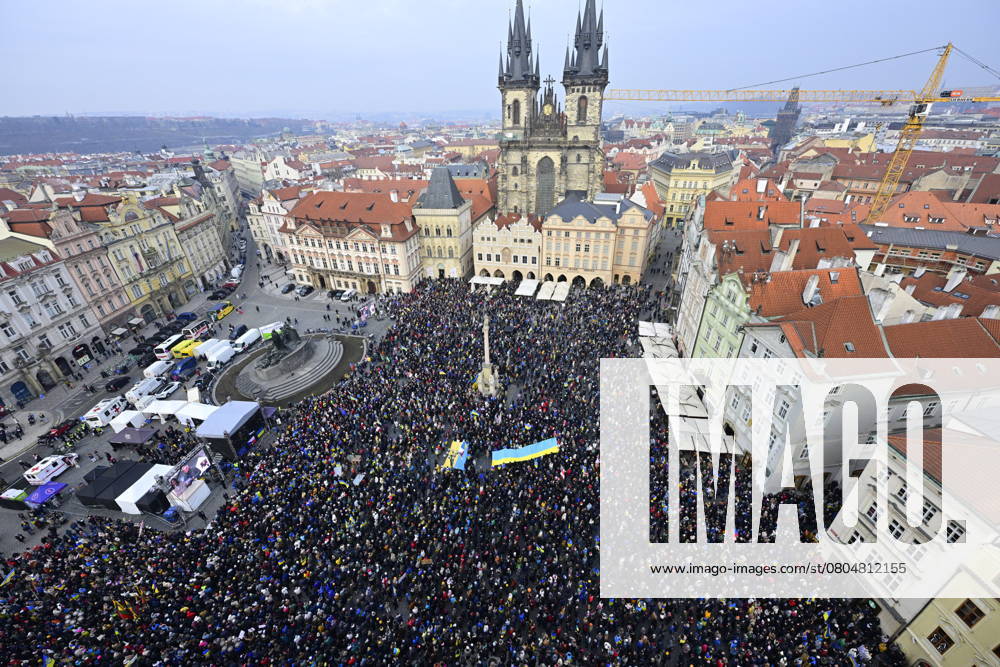 Rally Together for Ukraine, convened by Memory of the Nation, People in Need, Million Chvilek pro demokracii, Thanks We Can and the European Congress of Ukrainians, commemorating three years since the Russian attack on Ukraine at Oldtown Square in Prague, Czech Republic, February 23, 2025. (CTKxPhoto VitxSimanek) CTKPhotoP2025022305150 CTKPhotoP2025022305150