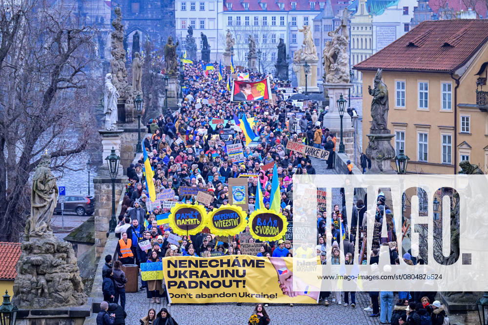 Rally Together for Ukraine, convened by Memory of the Nation, People in Need, Million Chvilek pro demokracii, Thanks We Can and the European Congress of Ukrainians, commemorating three years since the Russian attack on Ukraine in Prague, Czech Republic, February 23, 2025. (CTKxPhoto VitxSimanek) CTKPhotoP2025022306032 CTKPhotoP2025022306032