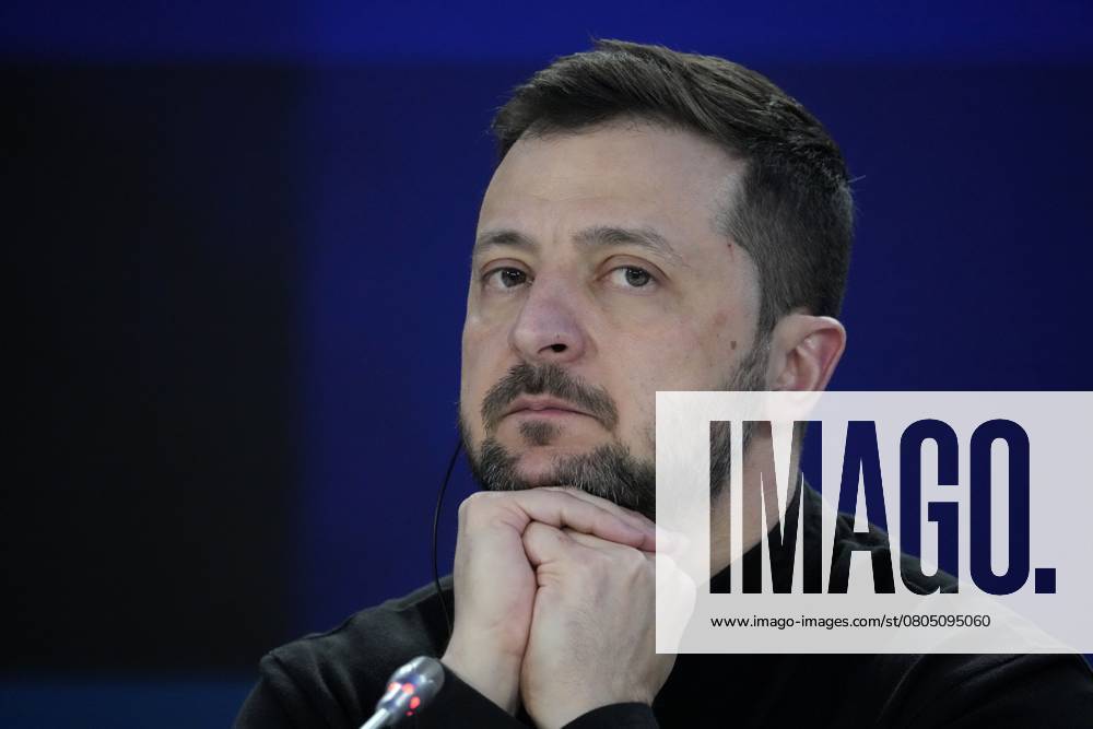 Ukrainian President Volodymyr Zelenskyy listens during a news conference at a security summit in Kyiv, Ukraine, Monday, Feb. 24, 2025. Kyiv Ukraine - ZUMAc35_ 20250224_zaf_c35_093