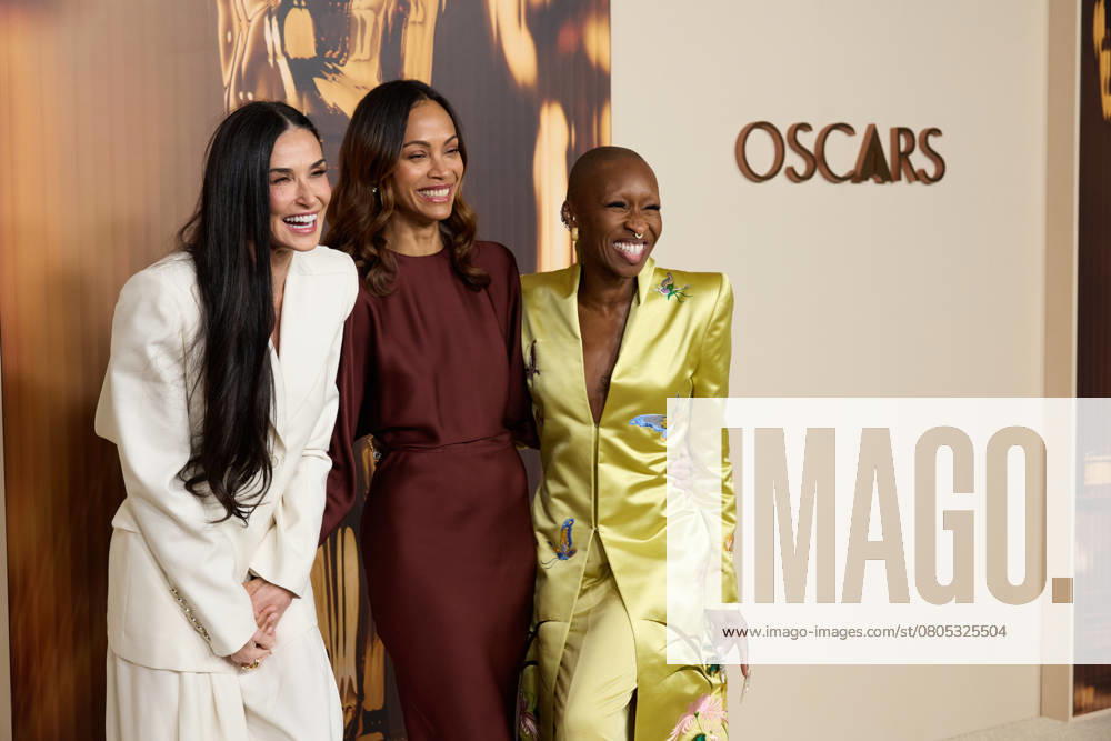 Entertainment Themen der Woche KW09 Bilder des Jahres 2025, Entertainment 02 Februar 97th Oscars Nominees dinner Demi Moore, Zoe Saldana and Cynthia Erivo at the 97th Oscars Nominees dinner at the Academy Museum of Motion Pictures on Tuesday, February 25, 2025., Credit:Trae Patton The Academy Avalon United States of America, CA, Los Angeles, Academy Museum of Motion Pictures