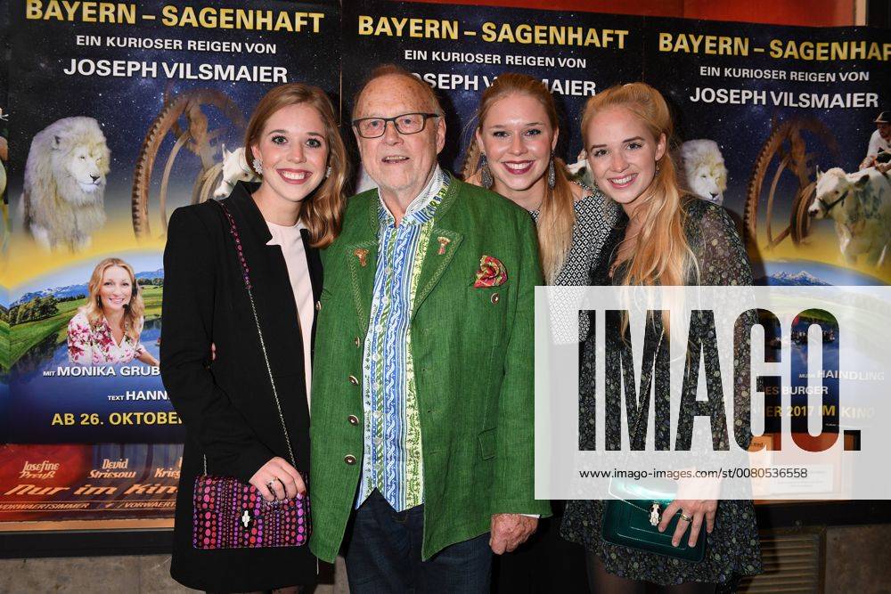 Joseph Vilsmaier with his Daughters Josefine Theresa and Janina Premiere Bavaria Sagenhaft Film Television Cinema Sendlinger goal Munich 19 October 2017