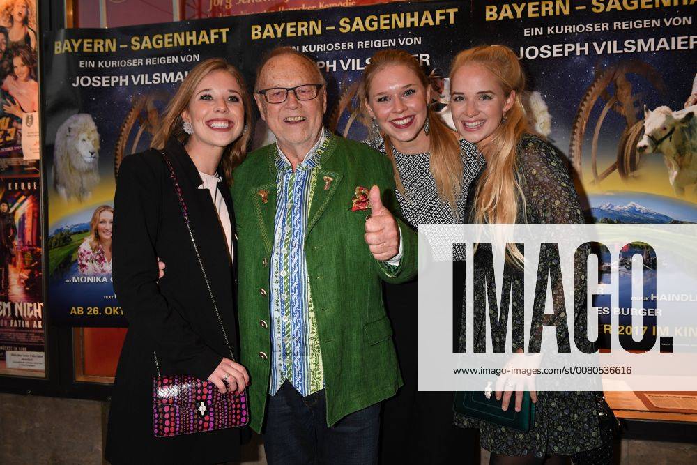 Joseph Vilsmaier with his Daughters Josefine Theresa and Janina Premiere Bavaria Sagenhaft Film Television Cinema Sendlinger goal Munich 19 October 2017