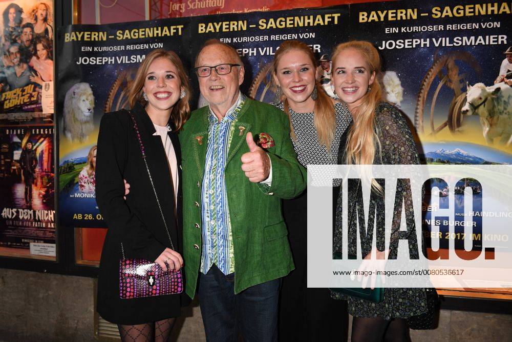 Joseph Vilsmaier with his Daughters Josefine Theresa and Janina Premiere Bavaria Sagenhaft Film Television Cinema Sendlinger goal Munich 19 October 2017