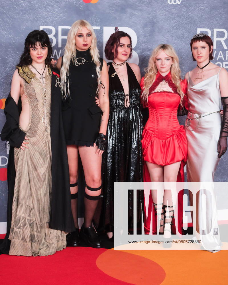 The BRIT Awards, 2025 Red Carpet Arrivals on Saturday 1 March 2025 Abigail Morris, Georgia Davies, Aurora Nishevci ,Emily Roberts and Lizzie Mayland of The Last Dinner Party seen at the The BRIT Awards, 2025 Red Carpet Arrivals on Saturday 1 March 2025 at Intercontinental Hotel O2, London. . Picture, Credit:Julie Edwards Avalon UK, Greenwich, London, Intercontinental Hotel O2