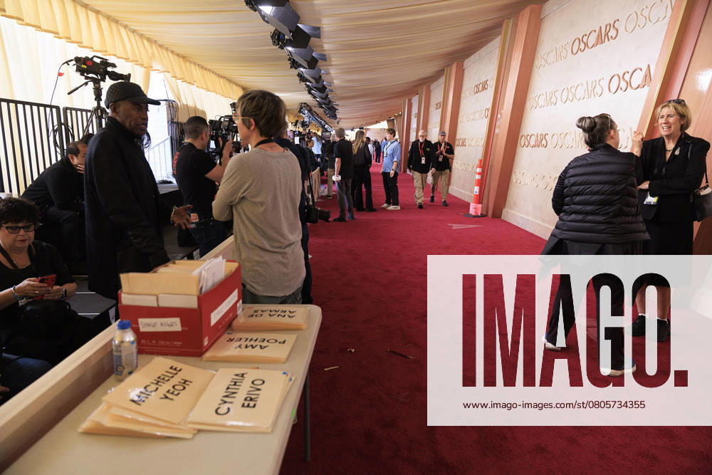 Names of actors attending the Red Carpet of the 97th Academy Awards are seen laid out on Saturday March 1, 2025 at the Dolby Theater in Los Angeles, California. JAVIER ROJAS PI Hollywood USA - ZUMAp124 20250301_zaa_p124_016