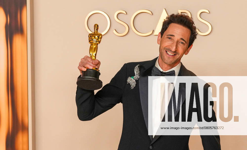 Best performance by an actor in a leading role Oscar winner Adrien Brody of The Brutalist celebrates backstage during the 97th Academy Awards in the Hollywood section of Los Angeles on Sunday, March 2, 2025. LAP20250302171 PATxBENIC