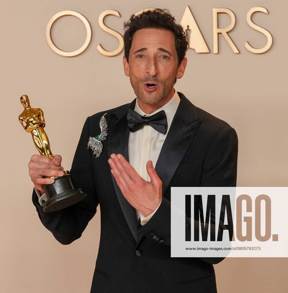 Best performance by an actor in a leading role Oscar winner Adrien Brody of The Brutalist celebrates backstage during the 97th Academy Awards in the Hollywood section of Los Angeles on Sunday, March 2, 2025. LAP20250302172 PATxBENIC