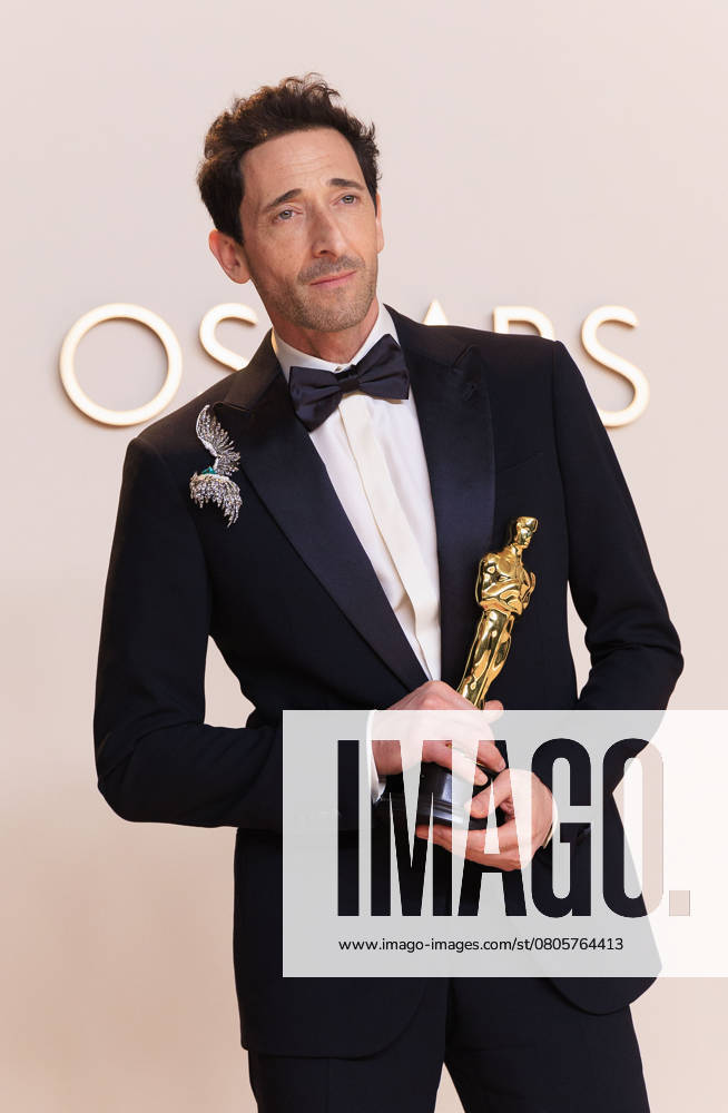 Adrien Brody, winner of the Best Actor in a Leading Role award for â€oeThe Brutalistâ€Â, poses in the press room of the 97th Annual Academy Awards on Sunday March 2, 2025 at the Dolby Theater in Hollywood, California. BURT HARRIS BNS PI Hollywood USA - ZUMAp124 20250302_zaa_p124_377