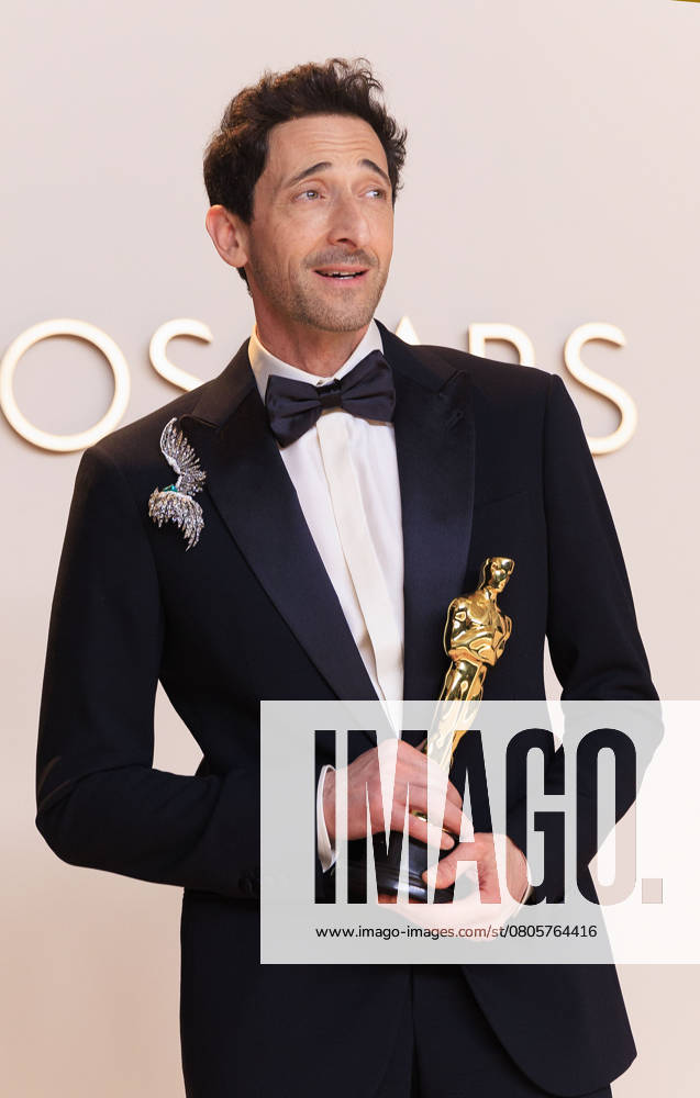 Adrien Brody, winner of the Best Actor in a Leading Role award for â€oeThe Brutalistâ€Â, poses in the press room of the 97th Annual Academy Awards on Sunday March 2, 2025 at the Dolby Theater in Hollywood, California. BURT HARRIS BNS PI Hollywood USA - ZUMAp124 20250302_zaa_p124_380