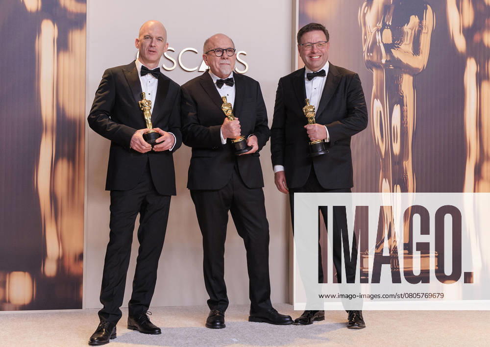(L-R) Gareth John, Richard King and Ron Bartlett, winners of the Best Sound for â€oeDune: Part Twoâ€Â, pose in the press room of the 97th Annual Academy Awards on Sunday March 2, 2025 at the Dolby Theater in Hollywood, California. BURT HARRIS BNS PI Hollywood USA - ZUMAp124 20250302_zaa_p124_501