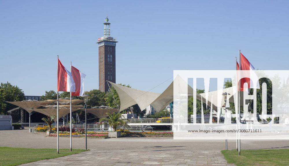 Tanzbrunnen and Messeturm in Deutz Cologne North Rhine Westphalia Germany 1093401969