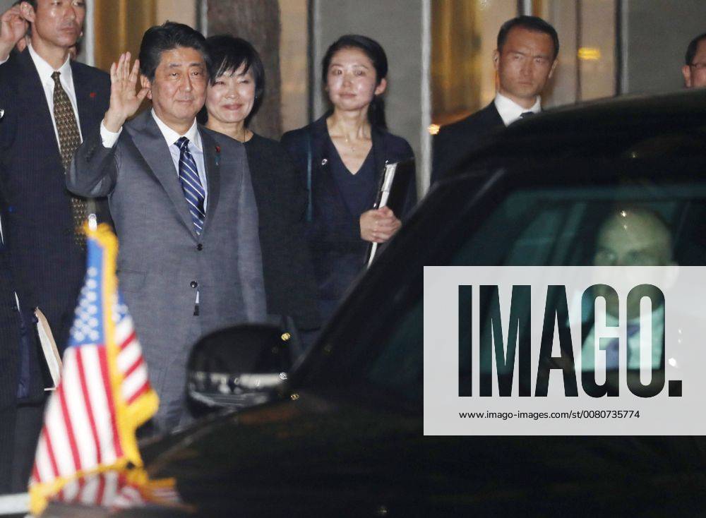 Trump in Japan Japanese Prime Minister Shinzo Abe sees off U.S. President Donald Trump after dinner on Nov. 5, 2017.