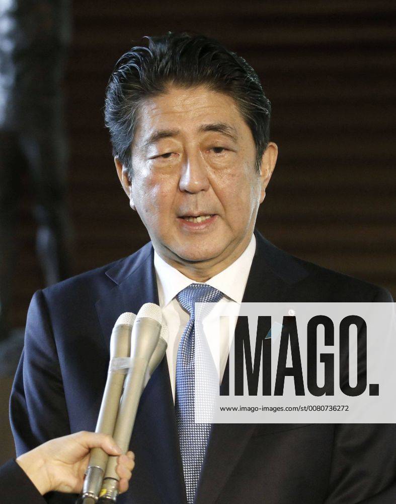 Trump in Japan Japanese Prime Minister Shinzo Abe speaks to reporters at his official residence ahead of his meeting with U.S. President Donald Trump on Nov. 6, 2017.