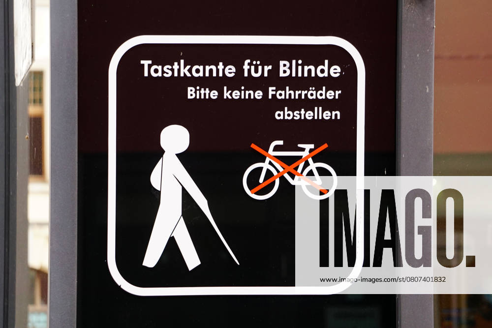 Handicapped accessible, Sensing edge for Blind people, Information sign with pictograms, Abstellverbot from Bicycles 1131602243