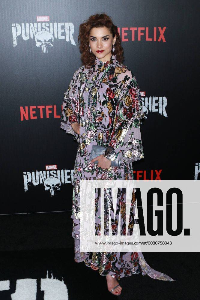 NEW YORK NY NOVEMBER 06 Amber Rose Revah at Marvel s The Punisher New York premiere at AMC Loews 34th Street 14 theater on November 6 2017 in New York City