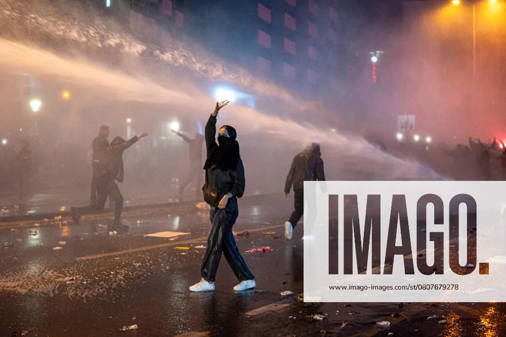 A woman protester resists during the water cannon intervention. The protests that started after the arrest of the Republican People s Party (CHP) Istanbul Metropolitan Mayor Ekrem Imamoglu on 23 March Sunday continue. The police prevented the march of the mass gathered in K?z?lay Square and Middle East University (ODTU) in Ankara. Ankara Turkey - ZUMAs197 20250326_aaa_s197_004