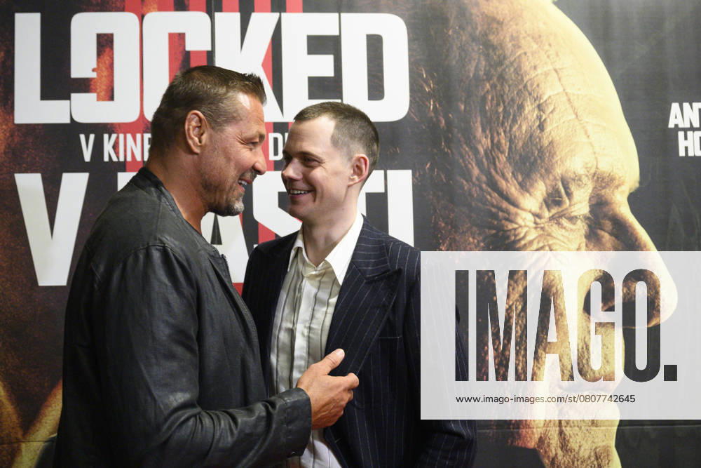 Producer Petr Jakl, left, and actor Bill Skarsgard pose before the premiere of the American thriller Locked, Prague, Czech Republic, March 26, 2025. (CTKxPhoto MichalxKamaryt) CTKPhotoP2025032608280 CTKPhotoP2025032608280
