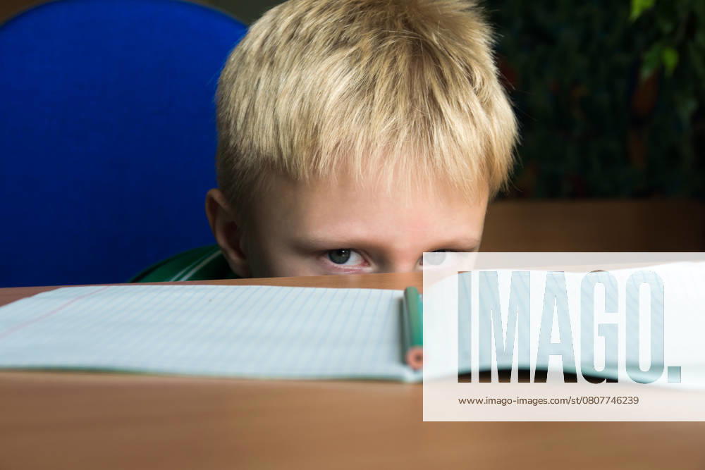 Difficult school homework Tired boring boy don t want to do his difficult school homework ,model released, Symbolfoto