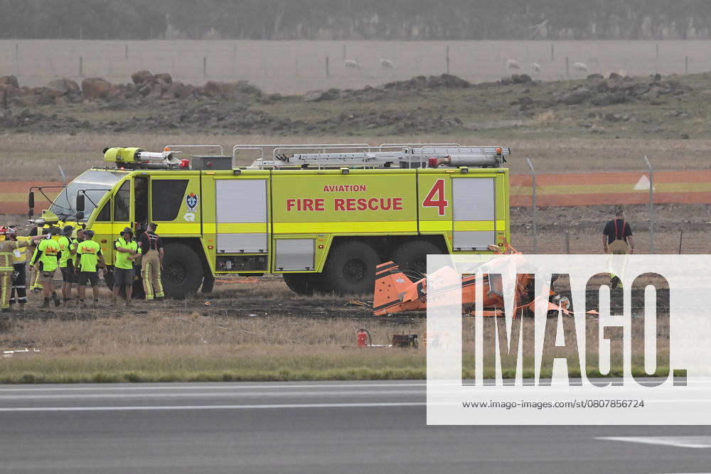 AVALON AIRSHOW CRASH, Emergency crews respond after a Wolf Pitts Pro aircraft from the SkyAces Formation Aerobatic Team crashed during the Avalon Australian International Airshow at Avalon Airport in Geelong, Friday, March 28, 2025. Spectators at the Avalon Airshow were stunned on Friday afternoon when a small plane, believed to be an Pitts aerobatic aircraft, lost control and hit the ground. ( NO ARCHIVING, , NO USE IN BOOKS WITHOUT CONSENT Geelong Victoria Australia