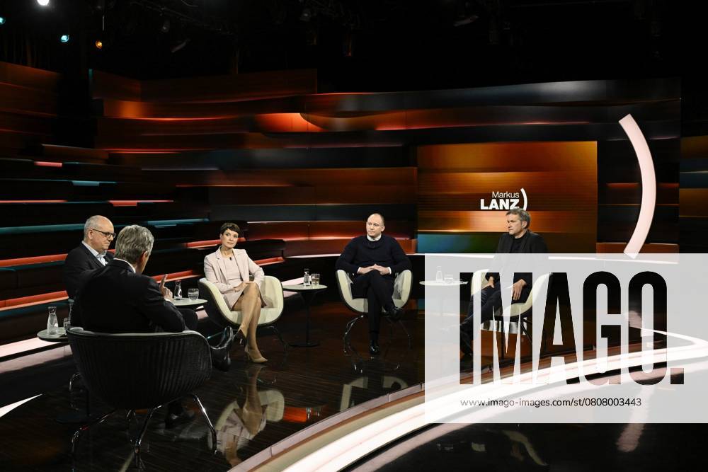 Talkrunde bei Markus Lanz , ZDF 03 25 her Andreas Bovenschulte, Markus Lanz, Frauke Petry, Justus Bender, Gerald Knaus (v. li.) am 27. März 2025 in Markus Lanz , ZDF (Aufzeichnung vom 26. März) TV Fernsehen Talkshow Talk Show Deutschland deutsch deutscher deutsche Mann Männer Frau Ex ehemalige ehemalig Politik Politikerin AfD Die blaue Partei Unternehmerin Wissenschaftlerin Chemikerin Jurist Politiker Bremer Bürgermeister Bremen SPD Redakteur FAS Österreich österreichisch österreichischer Österreicher Migration Migrationsexperte ESI Wissenschaftler Asyl-Experte Wissenschaftler Migrationsforscher Soziologe italienisch-deuscher Journalist Journalismus Moderator Moderation Autor Fotografie Fotograf german-italian journalism