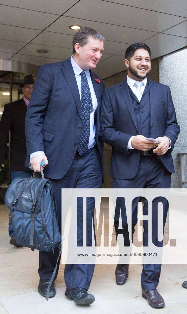 London, London, UK - LONDON, UK. JAMES FARRAR and YASEEN ASLAM, former Uber drivers, arrive at the Employment Appeals Tribunal in London today. The two former drivers, James Farrar and Yaseen Aslam, won a landmark case against the cab hiring app last year after arguing they were employees and entitled to the minimum wage, sick pay and paid holiday. Uber challenged the ruling, saying it could deprive drivers of the personal flexibility they valueâ London UK - ZUMAl94_ 20171110_zaf_l94_019