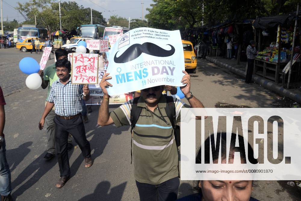 Kolkata: International Men’s Day observe Men hold awareness poster at the rally in Kolkata. Activist of men rights organization take participate in rally to create awareness about men right on the occasion of International Men s Day on November 19, 2017 on Kolkata. International Men s Day observe annually on November 19 to focus men health, improving gender relations, promoting gender equality, and highlighting male role models. Kolkata West Bengal India Kolkoata SaikatxPaul