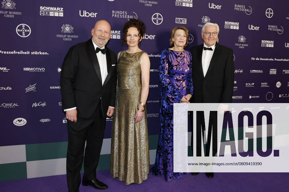 Mathis Feldhoff, Regina Kramer, Elke Büdenbender and Frank Walter Steinmeier at the 72nd Federal Press Ball 2025 at the Hotel Adlon Kempinski Berlin, 04 04 2025 Foto:xJ.xFuturexImagex bundespresseball_5414