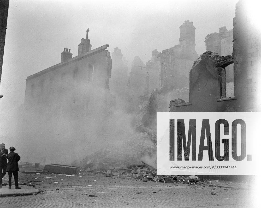 The Great Battle of Dublin . The capture of the Four Courts , Dublin . The Four Courts ablaze from end to end with the western block of the building containing the Irish Public Record Office . This had been used as an ammunition store by the Four Courts garrison and was the centre of a huge explosion , blowing to pieces one thousand years of Irish State and religious archives . The aftermath of the explosion . 1 July 1922, Ireland