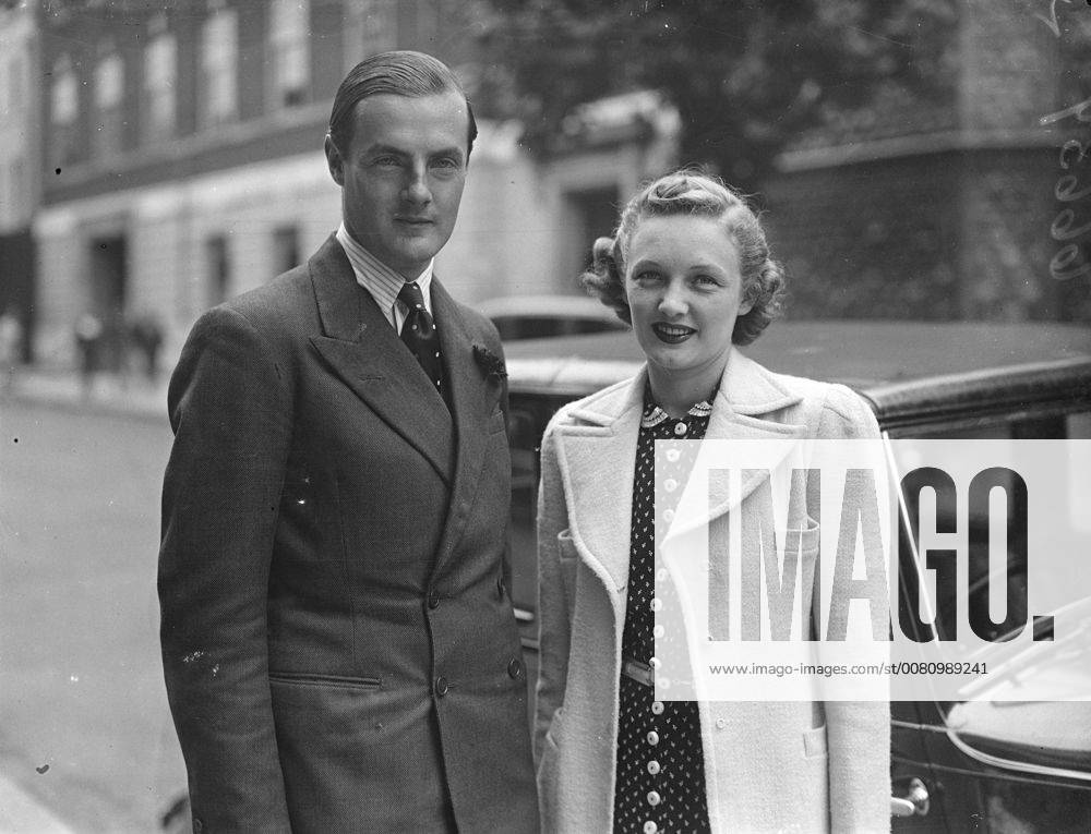 The Earl of Jersey, whose wife s divorcee was made absolute today (Monday), is expected to marry shortly Miss Virginia Cherrill, the American film actress who won fame as the blind flower girl in Charlie Chaplin s film City Lights . The Earl of Jersey and Miss Virginia Cherrill photographed together in London today. 19 July 1937, London United Kingdom England
