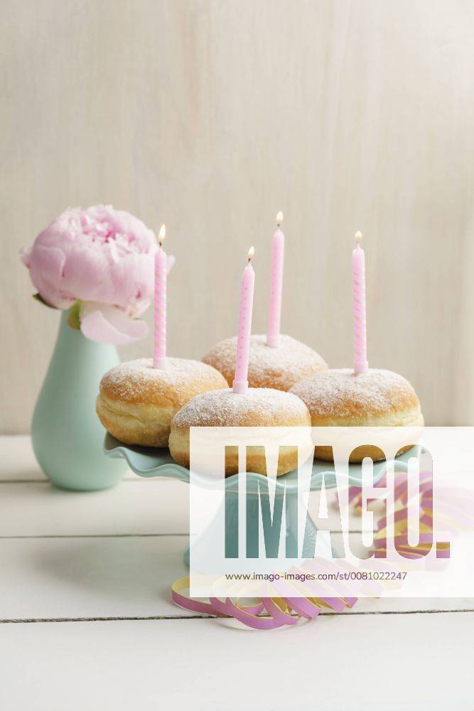 Birthday candles on Bismarck Doughnuts ECF01910