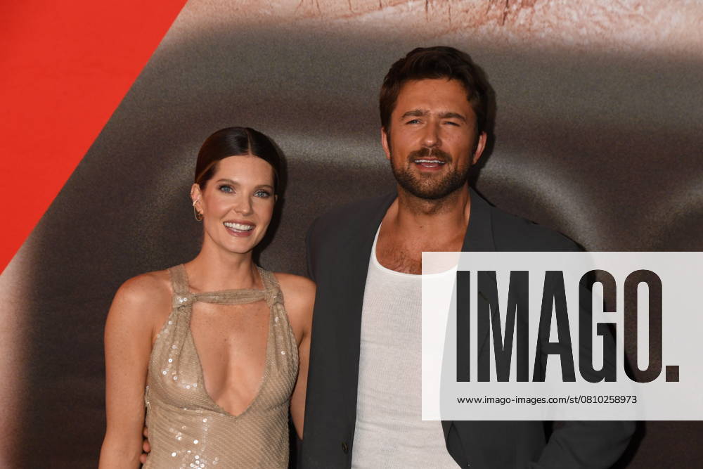 HOLLYWOOD, CALIFORNIA - APRIL 08: Meghann Fahy & Brandon Sklenar attends Universal Pictures presents the premiere of Drop at TCL Chinese Theatre on April 08, 2025 in Hollywood, California.