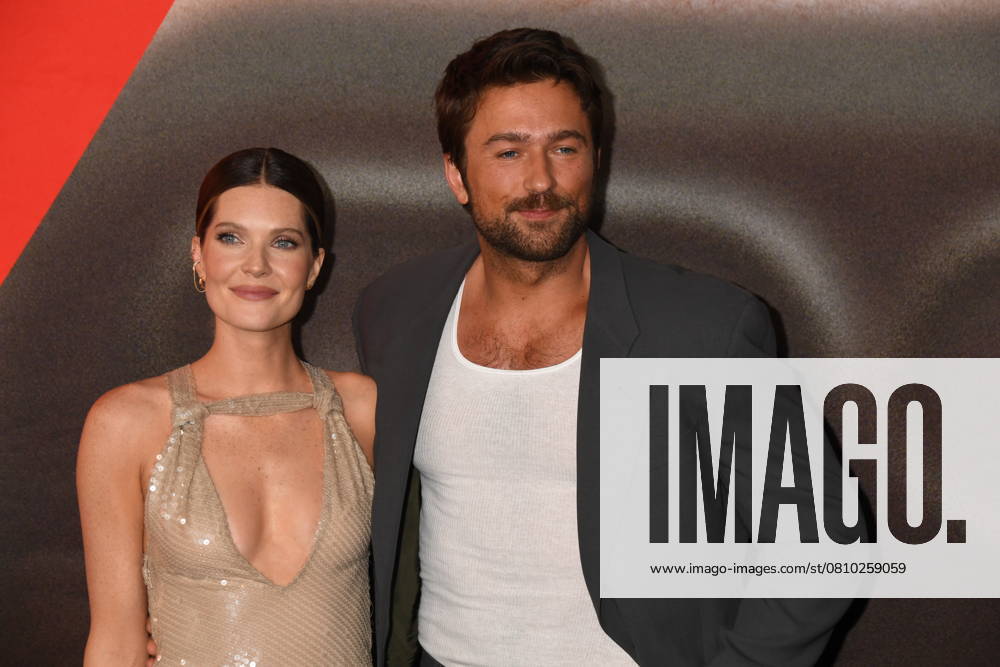 HOLLYWOOD, CALIFORNIA - APRIL 08: Meghann Fahy & Brandon Sklenar attends Universal Pictures presents the premiere of Drop at TCL Chinese Theatre on April 08, 2025 in Hollywood, California.