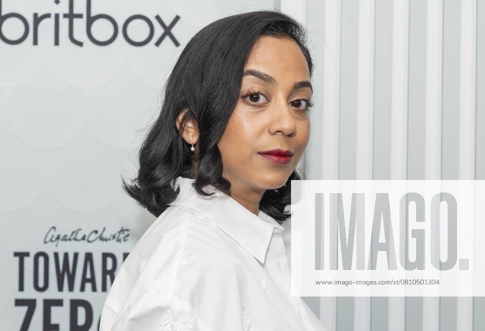 Anjana Vasan wearing dress by Judith Milgrom for Maje attends US premiere of the BritBox Agatha Christie s Towards Zero at Metrograph in New York on April 9, 2025 New York USA - ZUMAr339 20250409_znp_r339_017