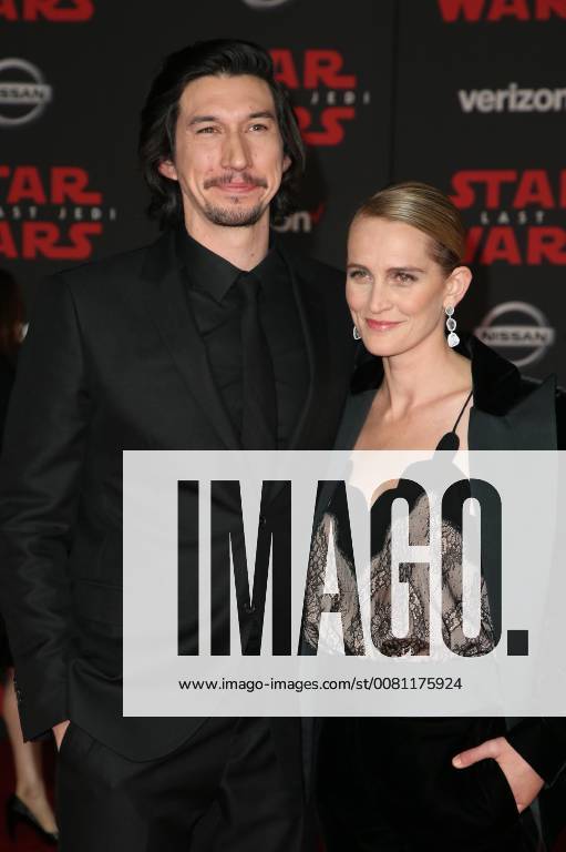 LOS ANGELES, CA - DECEMBER 9: Adam Driver and Joanne Tucker at the World Premiere of LucasfilmÕs Star Wars: The Last Jedi at The Shrine Auditorium in Los Angeles, California on December 9, 2017.