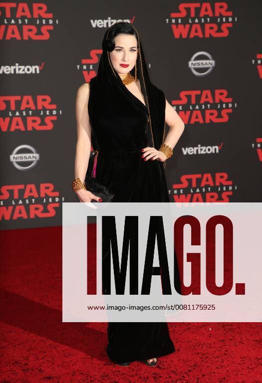 LOS ANGELES, CA - DECEMBER 9: Dita Von Teese at the World Premiere of LucasfilmÕs Star Wars: The Last Jedi at The Shrine Auditorium in Los Angeles, California on December 9, 2017.
