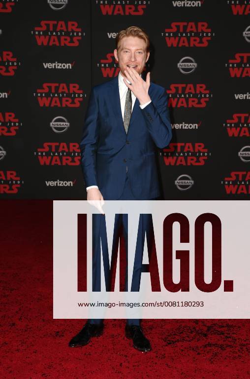 LOS ANGELES, CA - DECEMBER 9:Domhnall Gleeson, at Premiere Of Disney Pictures And Lucasfilm s Star Wars: The Last Jedi at Shrine Auditorium in Los Angeles, California on December 9, 2017.