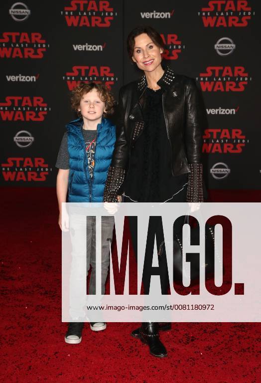 LOS ANGELES, CA - DECEMBER 9: Minnie Driver, Henry Driver, at Premiere Of Disney Pictures And Lucasfilm s Star Wars: The Last Jedi at Shrine Auditorium in Los Angeles, California on December 9, 2017.